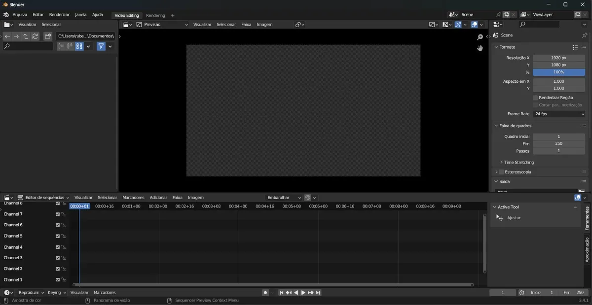 Interface Editor de Vídeos - Blender