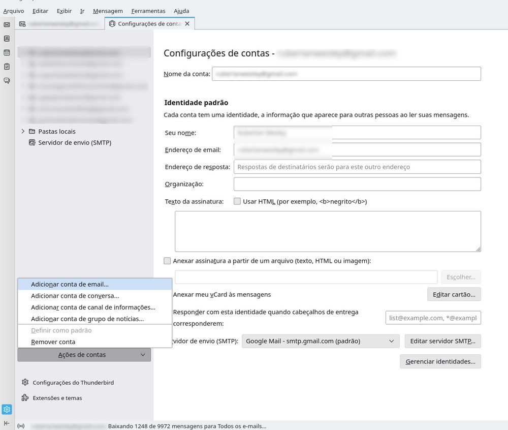 Como Configurar Contas Diversas de Email no Thunderbird